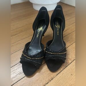 Ivanka Trump Black Women's Shoes, black peep toe heels Size 9 1/2M